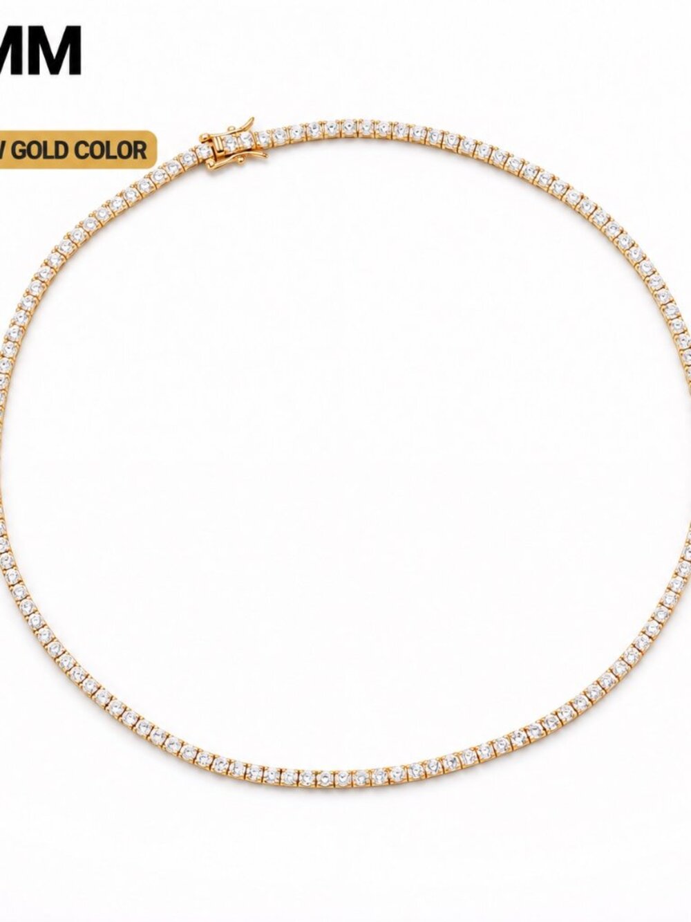LEKANI 4mm Moissanite Tennis Necklace S925 Gold 20 in